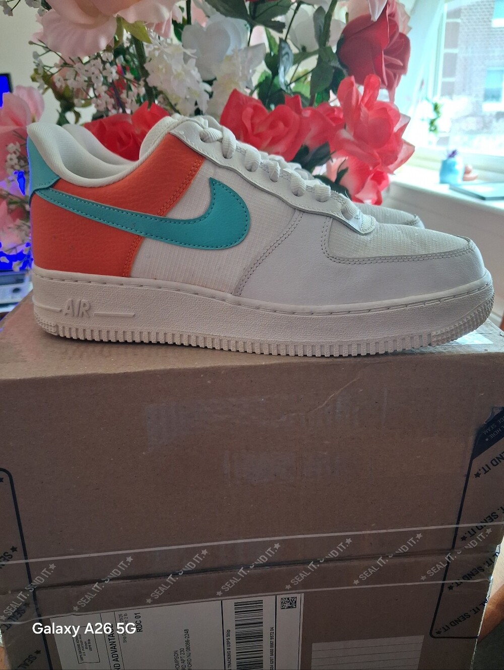 Nike Air Force 1 Low SE Basketbasketball White Aqua Clay Women Size 8 Shoes - Picture 9 of 11
